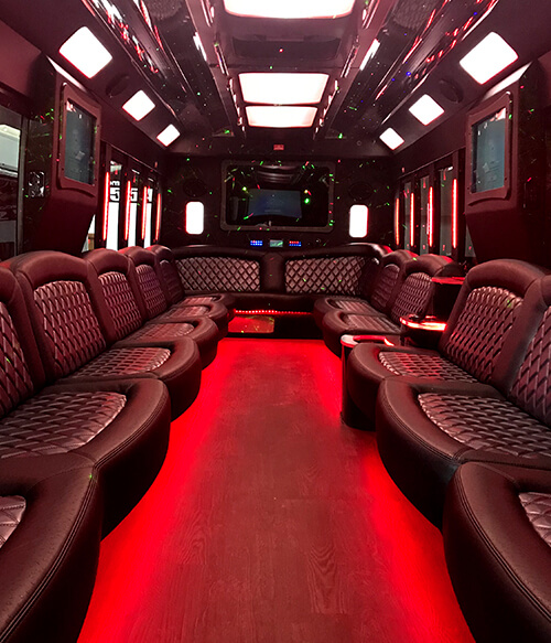 luxury bus with flat-screen TVs
